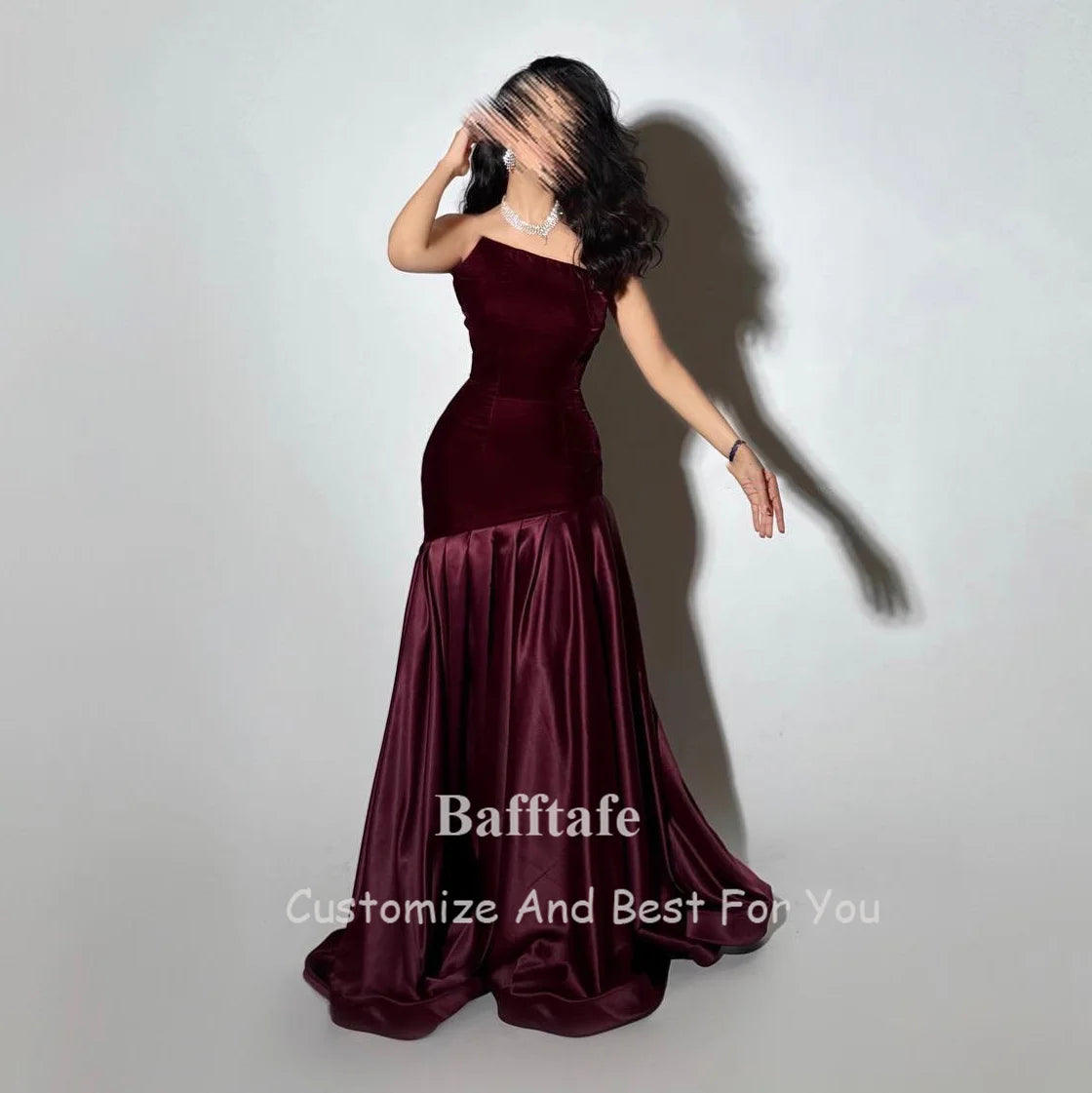 Bafftafe Purple Velvet Satin Formal Evening Dresses Customized Mermaid Arabia Fishtail Prom Dress Women Formal Party Gowns 2025