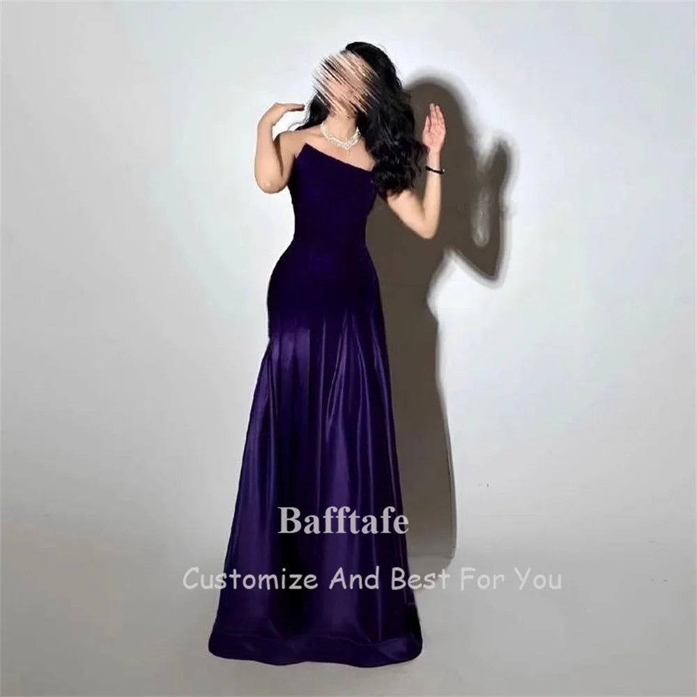 Bafftafe Purple Velvet Satin Formal Evening Dresses Customized Mermaid Arabia Fishtail Prom Dress Women Formal Party Gowns 2025