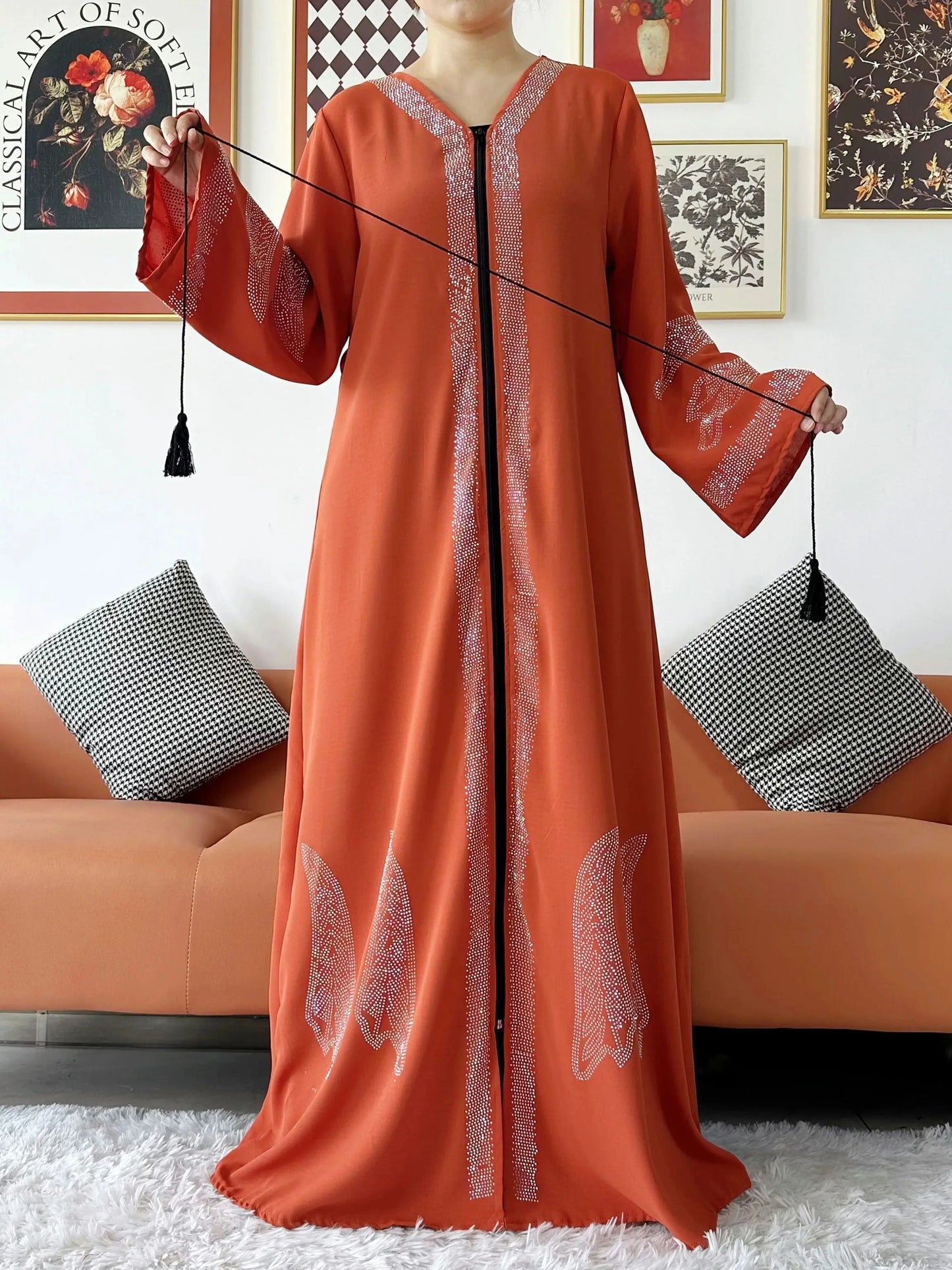 2024 Women Elegant Party Dress Chiffon Open Abaya Muslim Women Dress Islamic Clothing Cardigan Abaya Women Muslim Dress