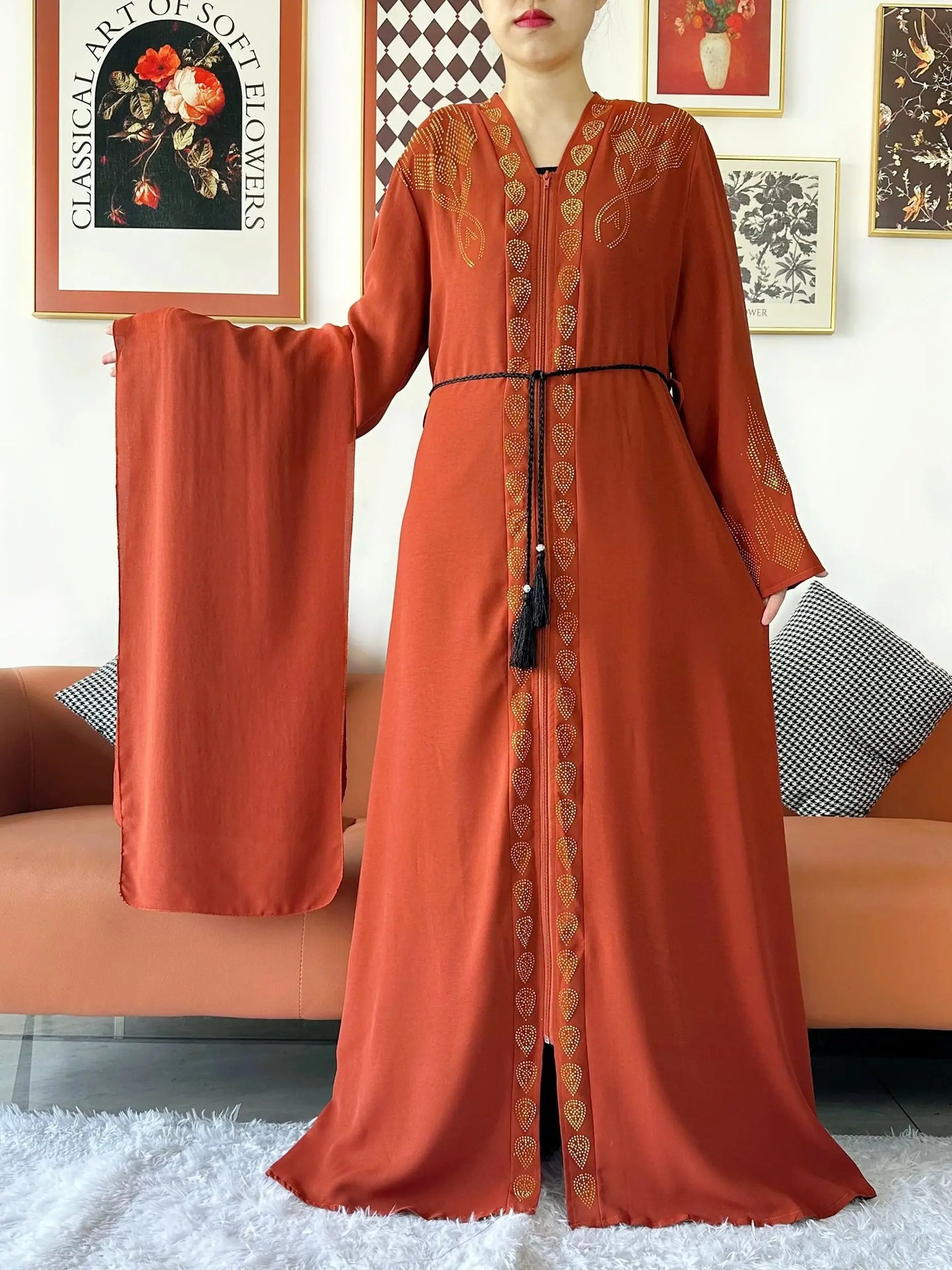 2024 Women Elegant Party Dress Chiffon Open Abaya Muslim Women Dress Islamic Clothing Cardigan Abaya Women Muslim Dress