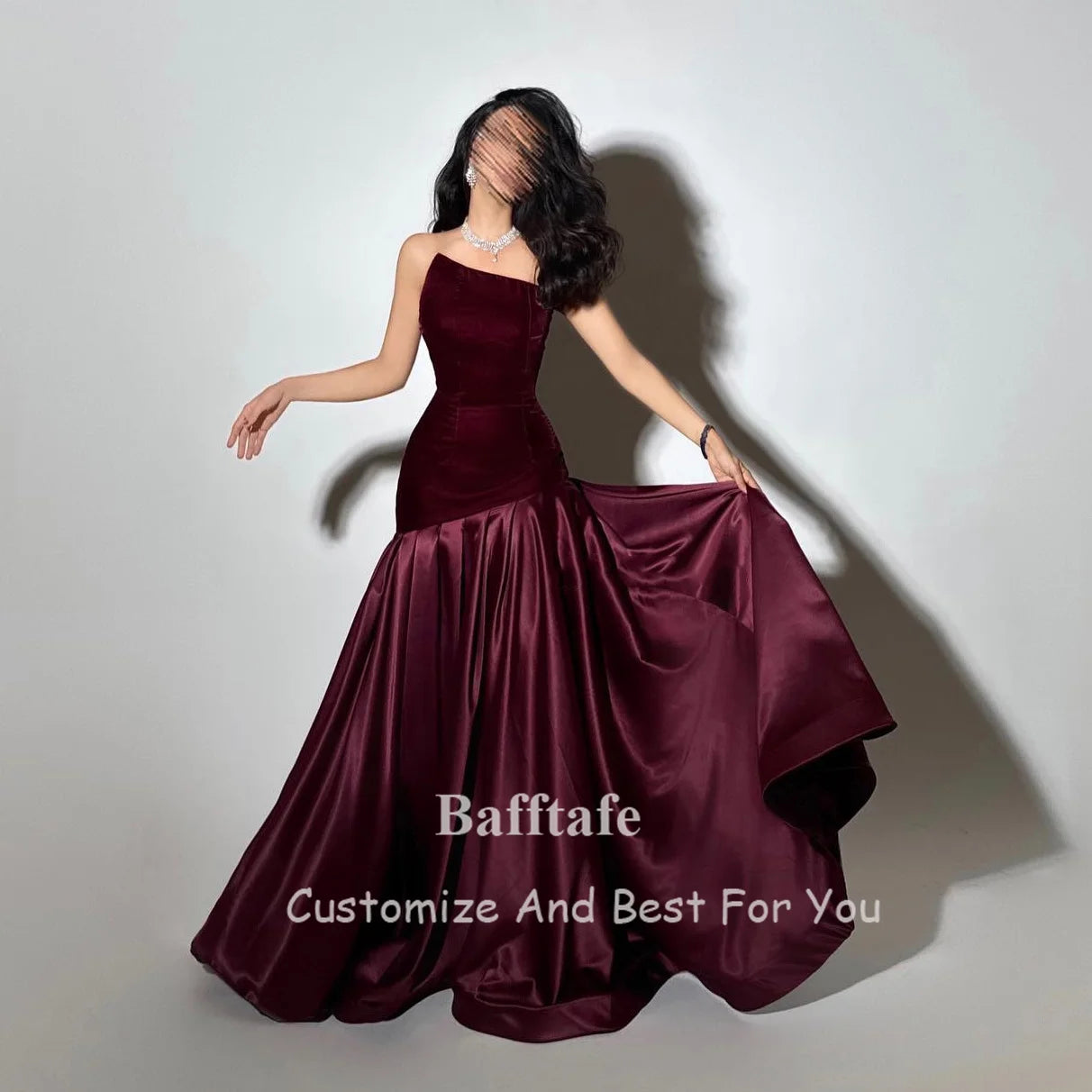 Bafftafe Purple Velvet Satin Formal Evening Dresses Customized Mermaid Arabia Fishtail Prom Dress Women Formal Party Gowns 2025