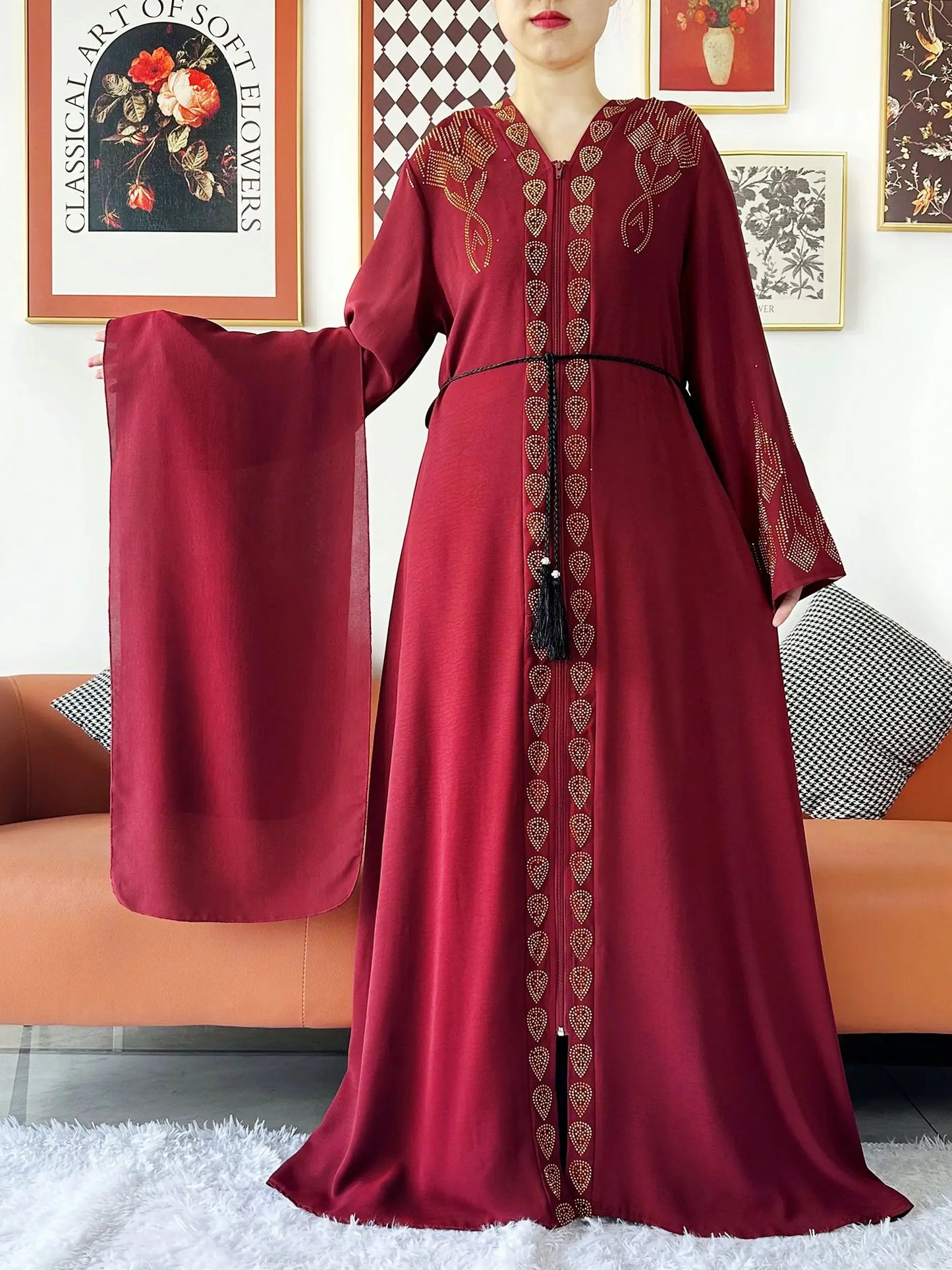 2024 Women Elegant Party Dress Chiffon Open Abaya Muslim Women Dress Islamic Clothing Cardigan Abaya Women Muslim Dress