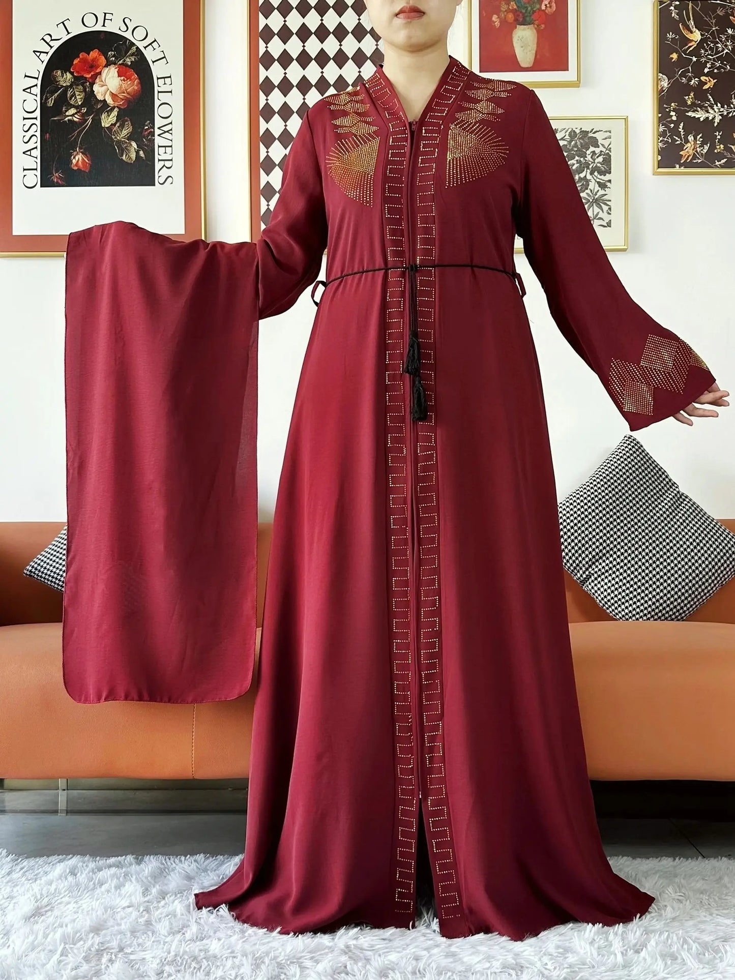 2024 Women Elegant Party Dress Chiffon Open Abaya Muslim Women Dress Islamic Clothing Cardigan Abaya Women Muslim Dress