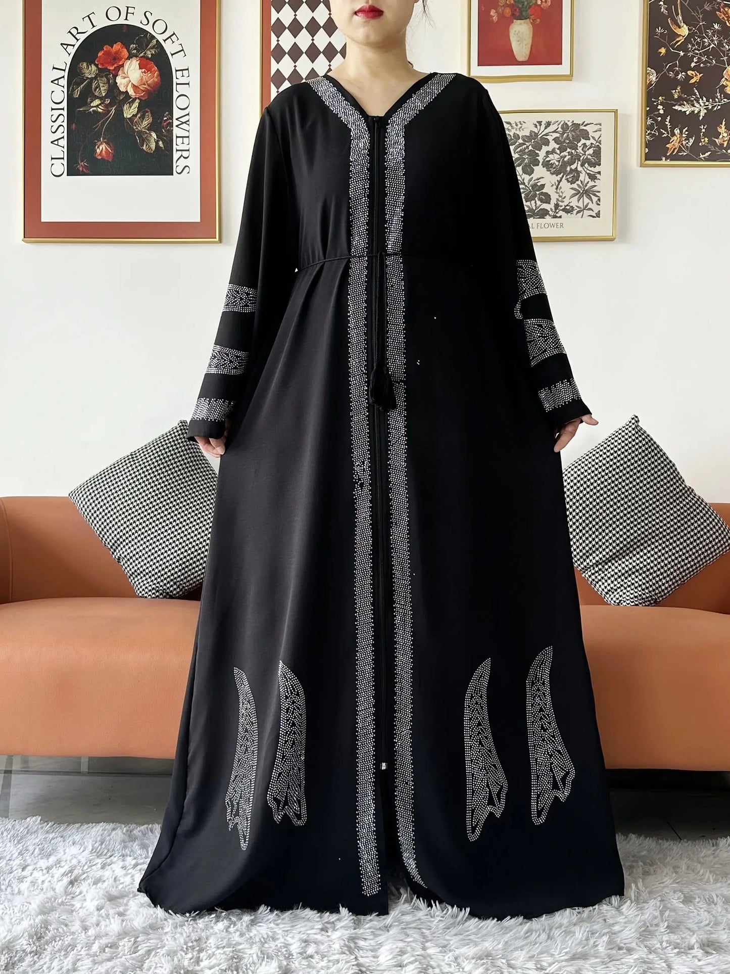 2024 Women Elegant Party Dress Chiffon Open Abaya Muslim Women Dress Islamic Clothing Cardigan Abaya Women Muslim Dress
