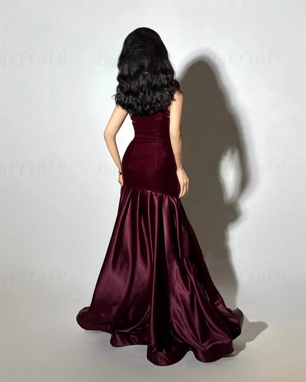 Bafftafe Purple Velvet Satin Formal Evening Dresses Customized Mermaid Arabia Fishtail Prom Dress Women Formal Party Gowns 2025