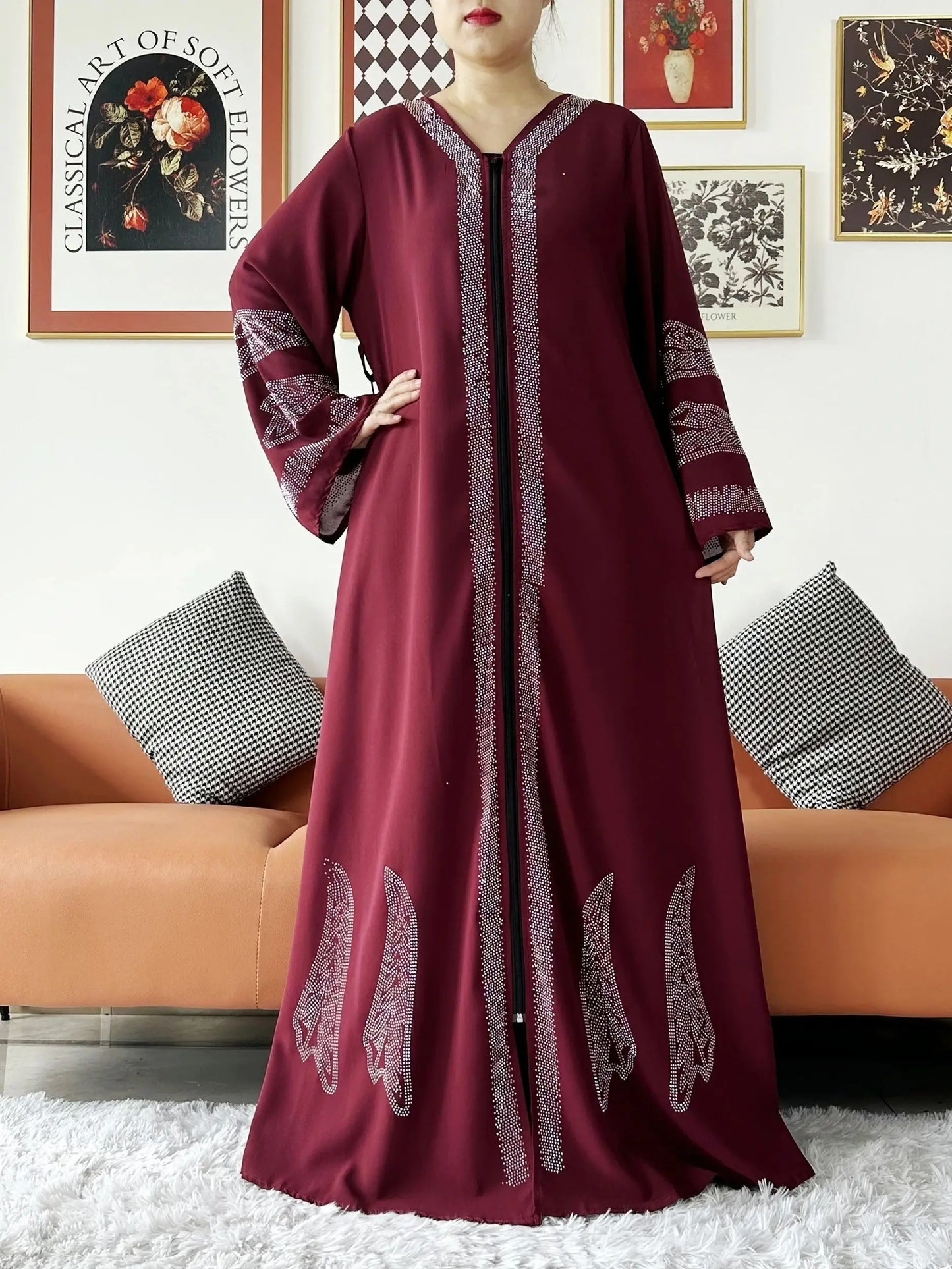 2024 Women Elegant Party Dress Chiffon Open Abaya Muslim Women Dress Islamic Clothing Cardigan Abaya Women Muslim Dress