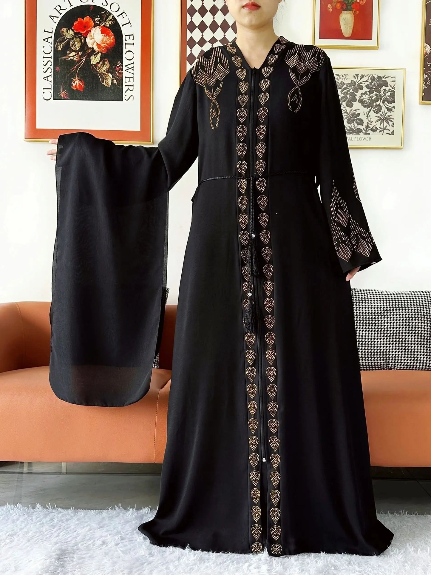 2024 Women Elegant Party Dress Chiffon Open Abaya Muslim Women Dress Islamic Clothing Cardigan Abaya Women Muslim Dress