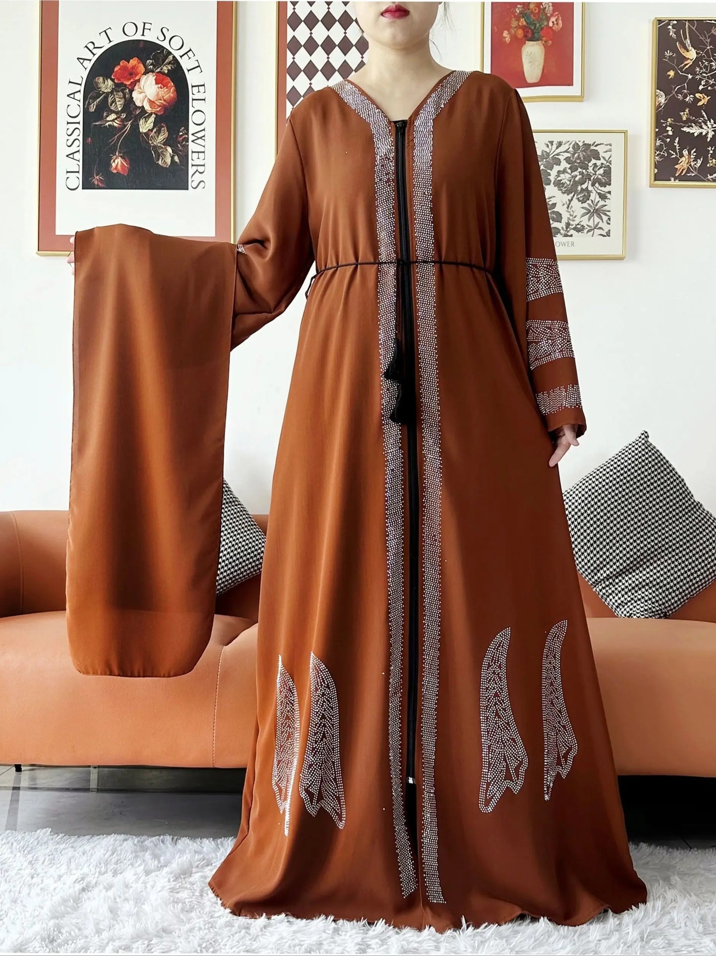2024 Women Elegant Party Dress Chiffon Open Abaya Muslim Women Dress Islamic Clothing Cardigan Abaya Women Muslim Dress