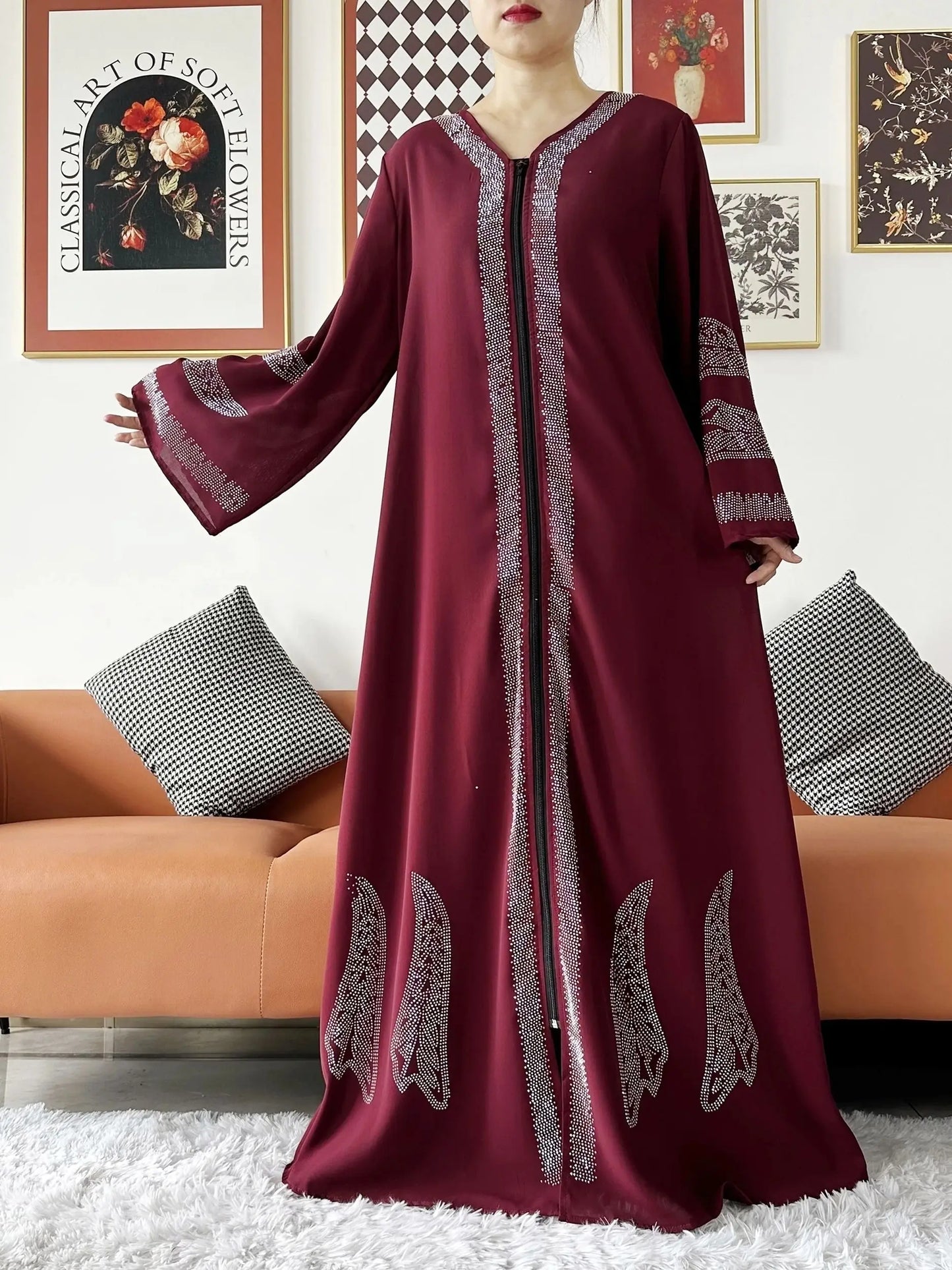 2024 Women Elegant Party Dress Chiffon Open Abaya Muslim Women Dress Islamic Clothing Cardigan Abaya Women Muslim Dress