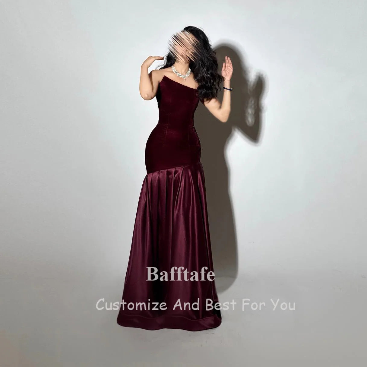Bafftafe Purple Velvet Satin Formal Evening Dresses Customized Mermaid Arabia Fishtail Prom Dress Women Formal Party Gowns 2025