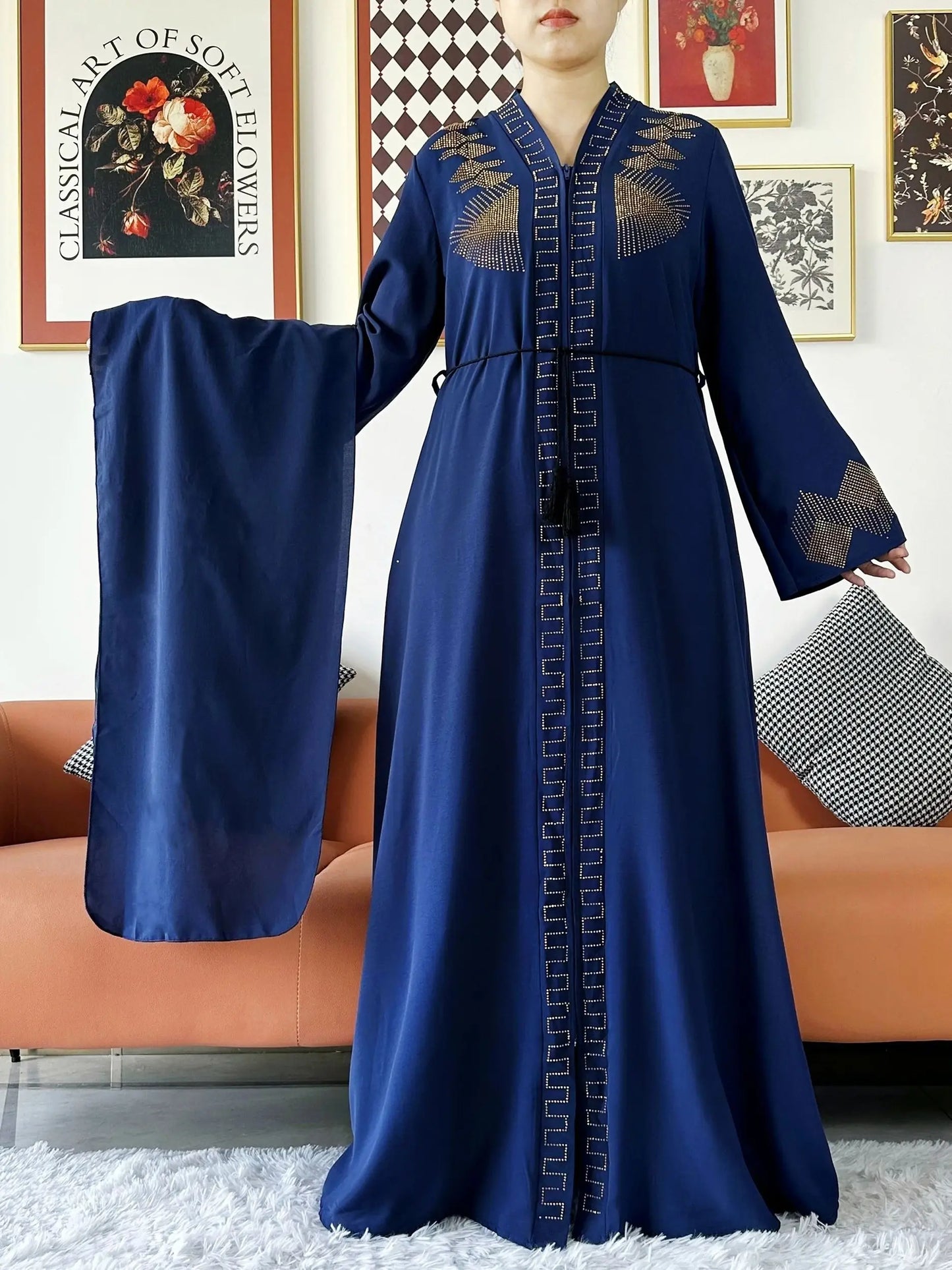 2024 Women Elegant Party Dress Chiffon Open Abaya Muslim Women Dress Islamic Clothing Cardigan Abaya Women Muslim Dress
